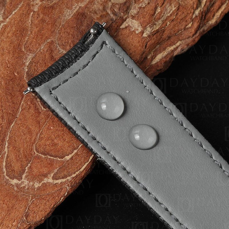 handmade curved end black rubber material strap band replacement with waterproof calfskin linning or JLC Jaeger Lecoultre Polaris