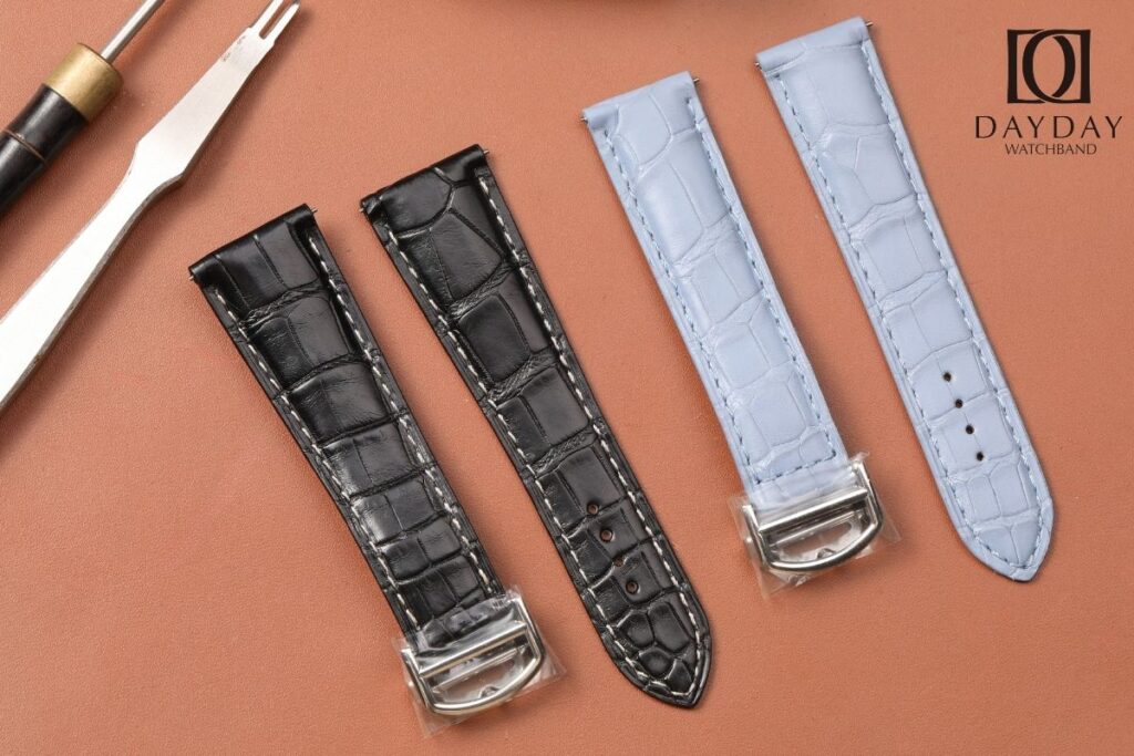 daydaywatchband cartier tank custom black blue alligator leather strap replacement