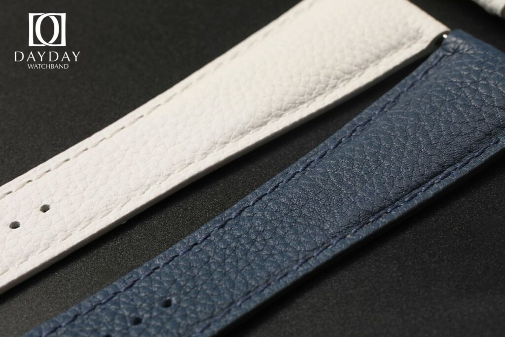 daydaywatchband white blue lychee leather watch strap for cartier tank