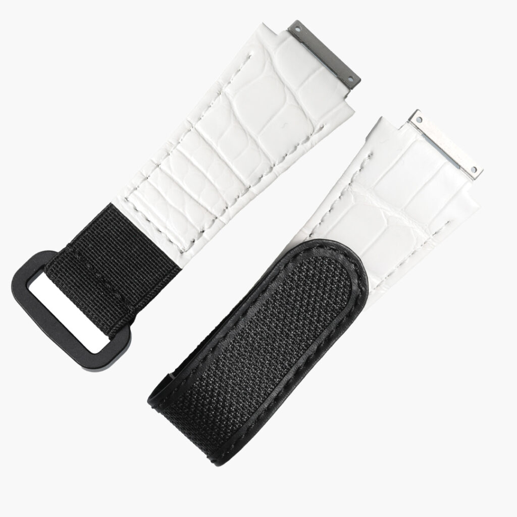 White-alligator-leather-Velcro-elastic-strap-compatible-with-Richard-Mille-watches