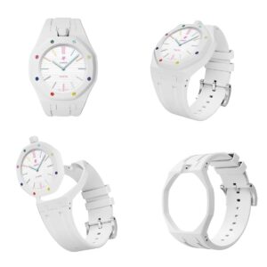 Bioceramic Case Silicone Strap combo for Swatch AP Royal Pop(white)