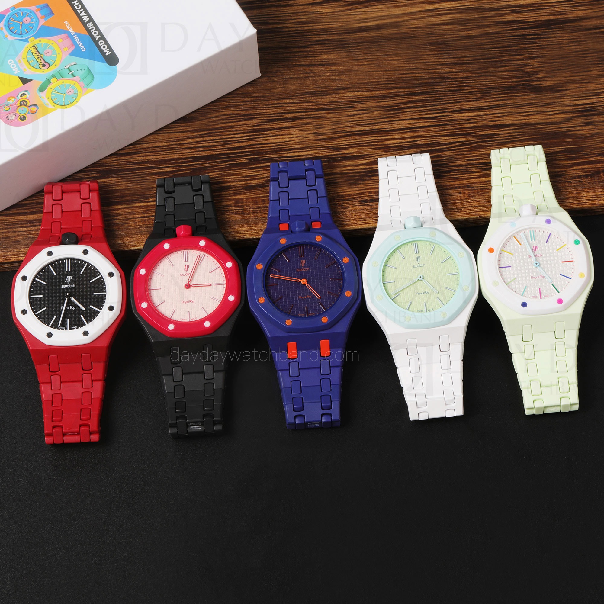 AP×SWATCH  Pop用 ストラップ＋保護ガラス Casestrap For Swatch AP Royal Pop — 10 Best Bioceramic Wrist Band