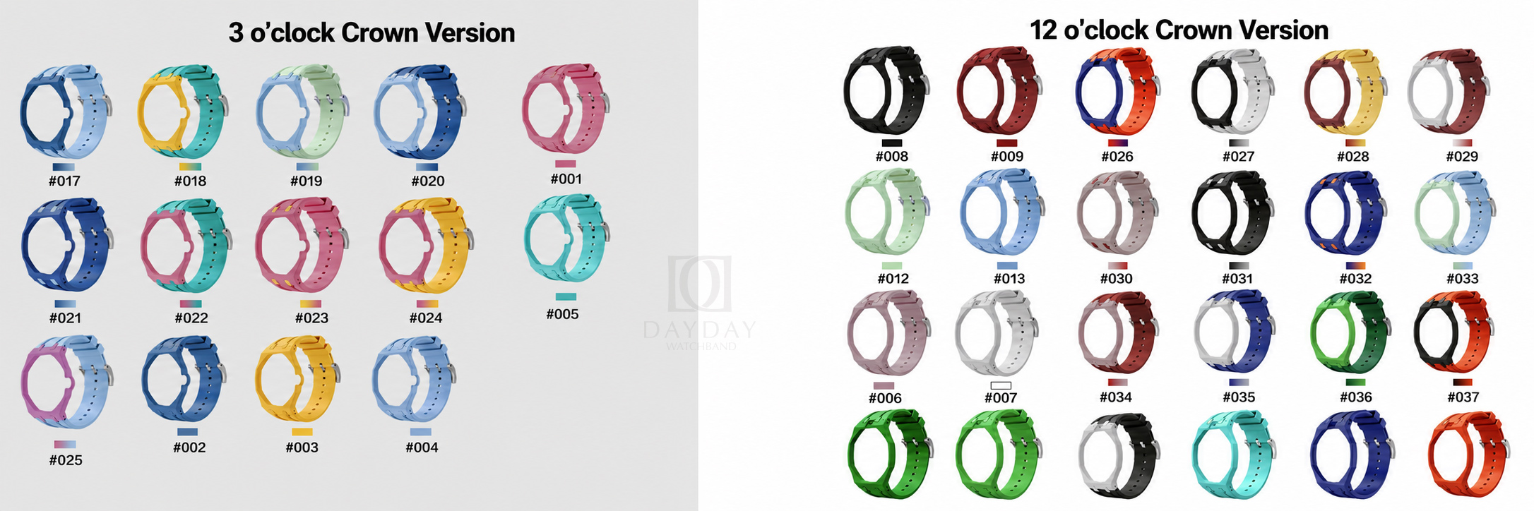 Bioceramic Case strap fits different Swatch Royal Pop crown layouts. 12 oclock crown and 3 oclock crown Available