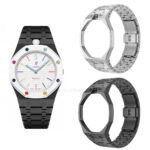 Stainless Steel Case strap for Swatch x AP Royal Pop (Silver&Black)