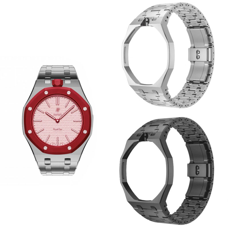 Stainless-Steel-Case-strap-for-Swatch-x-AP-Royal-Pop（black）