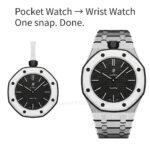 Swatch AP Royal Pop black pocket watch converted to wrist watch with stainless steel case and bracelet