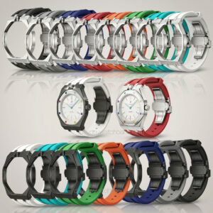 tainless steel case and silicone strap mod kit for Swatch Audemars Piguet Royal Pop in multiple colors