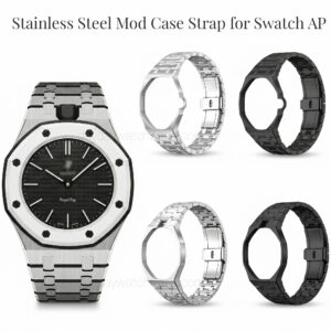 Stainless Steel Case strap for Swatch x AP Royal Pop with integrated steel bracelet conversion kit