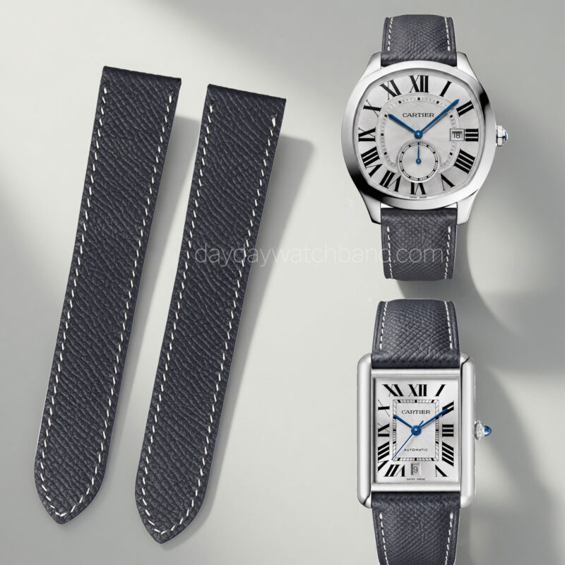 Custom Epsom leather band for cartier watch