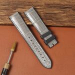 Crocodile leather strap with rubber lining