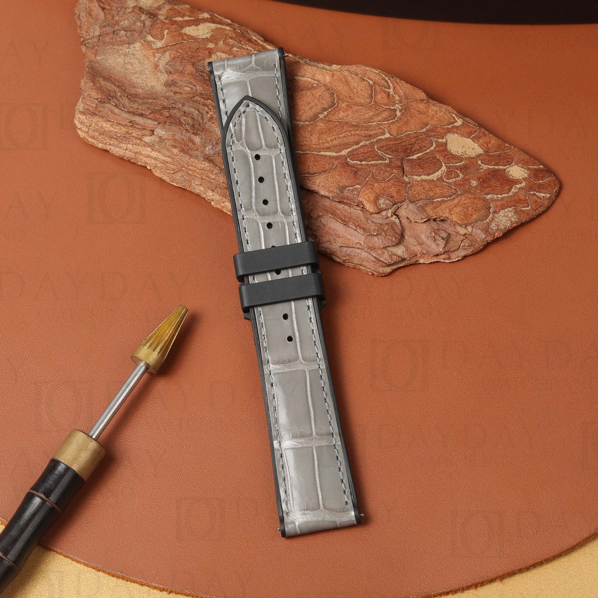 Custom Crocodile Leather Strap with Rubber Lining for 20mm, 21mm, 22mm 8 Custom Crocodile Leather Strap with Rubber Lining for 20mm, 21mm, 22mm - Image 8