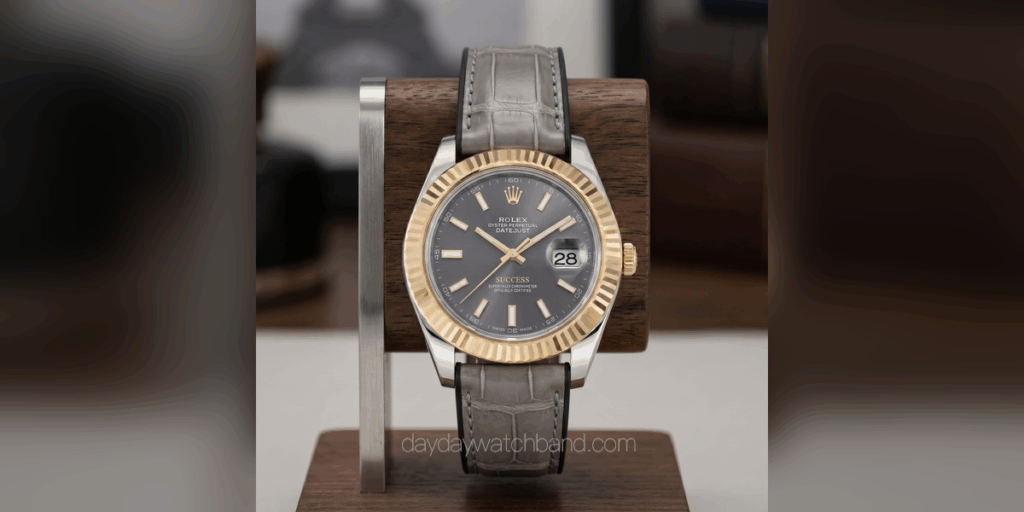 Custom Crocodile Leather Strap with Rubber Lining for 20mm, 21mm, 22mm 14 Grey-crocodile-leather-strap-with-rubber-lining-for-Rolex-20mm-21mm