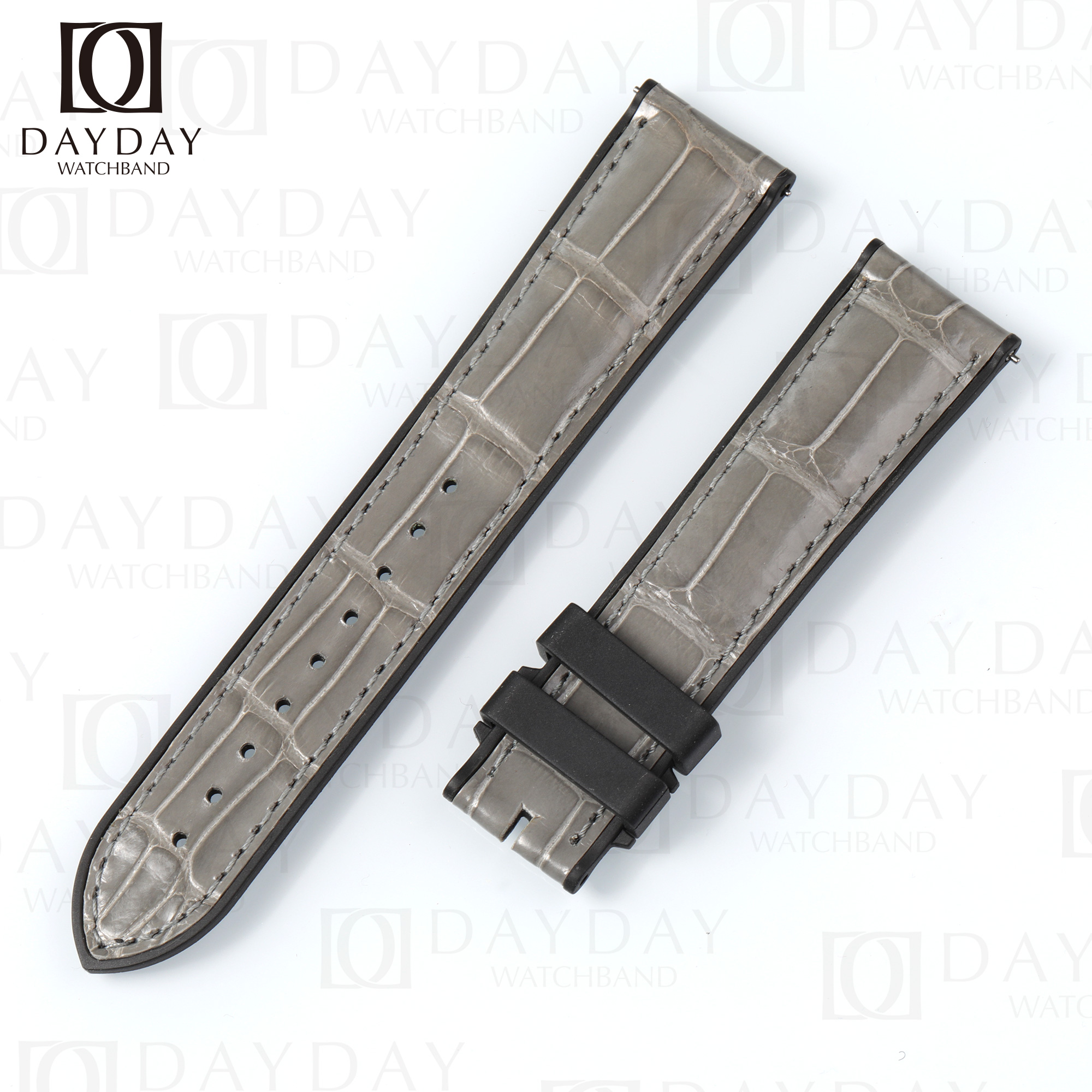 Custom Crocodile Leather Strap with Rubber Lining for 20mm, 21mm, 22mm 3 Custom Crocodile Leather Strap with Rubber Lining for 20mm, 21mm, 22mm - Image 3