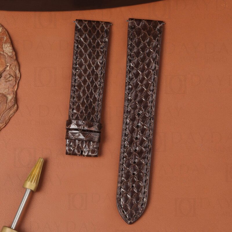 custom-snakeskin-watch-strap-brown Brown snakeskin watch strap for 20mm, 21mm,22mm