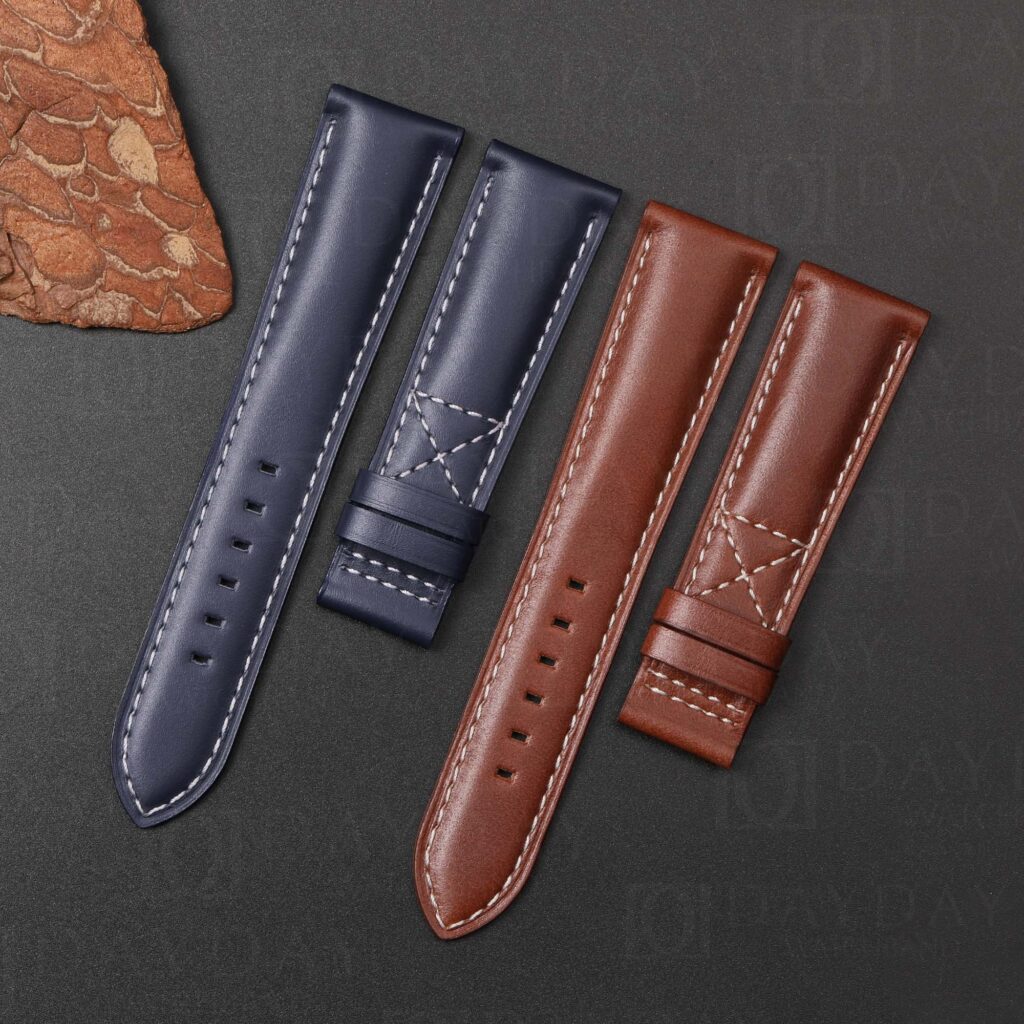 Custom calfskin Leather strap for Patek Philippe 5524 (Multi-color) 16 Leather strap for Patek Philippe – handmade calfskin navy blue and brown watch band