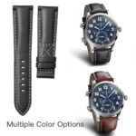 black and brown calfskin Leather watch band for Patek 5524G Calatrava Pilot Travel Time watches