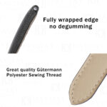Sailcloth strap for Cartier Calibre showing fully wrapped edge construction and Gütermann polyester sewing thread detail
