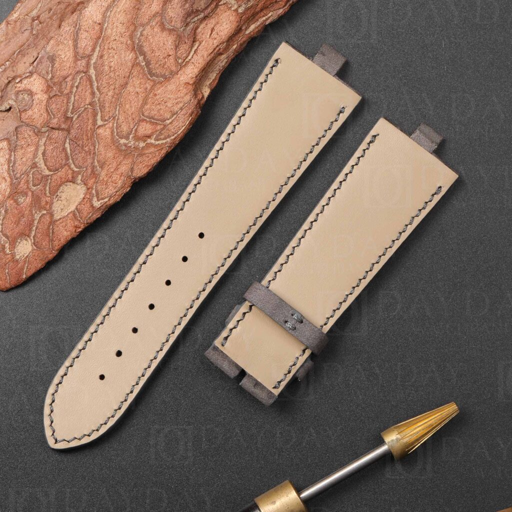 Custom Nubuck Leather Strap for Vacheron Constantin Overseas 42mm 13 strap for vacheron constantin overseas nubuck grey back view