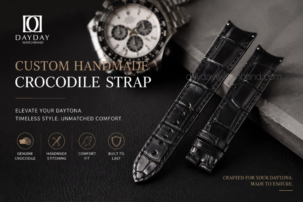 Bespoke Alligator Leather Band for Rolex Daytona (Multiple Colors) 14 Bespoke-Alligator-Leather-Band-For-Rolex-Daytona