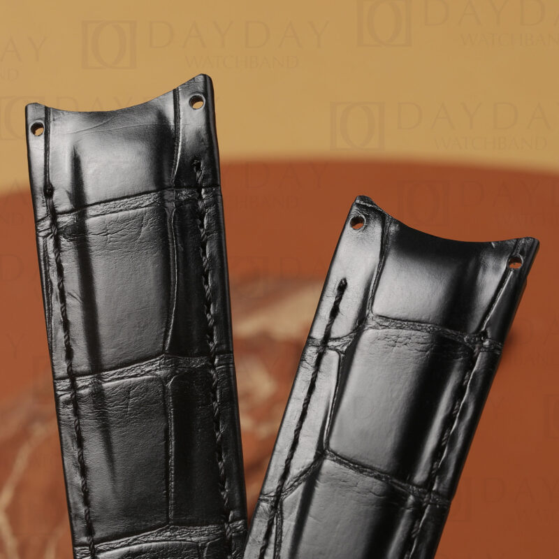 Custom-Genuine-leather-strap-for-Rolex-watch-American-alligator-belly-cut-texture.