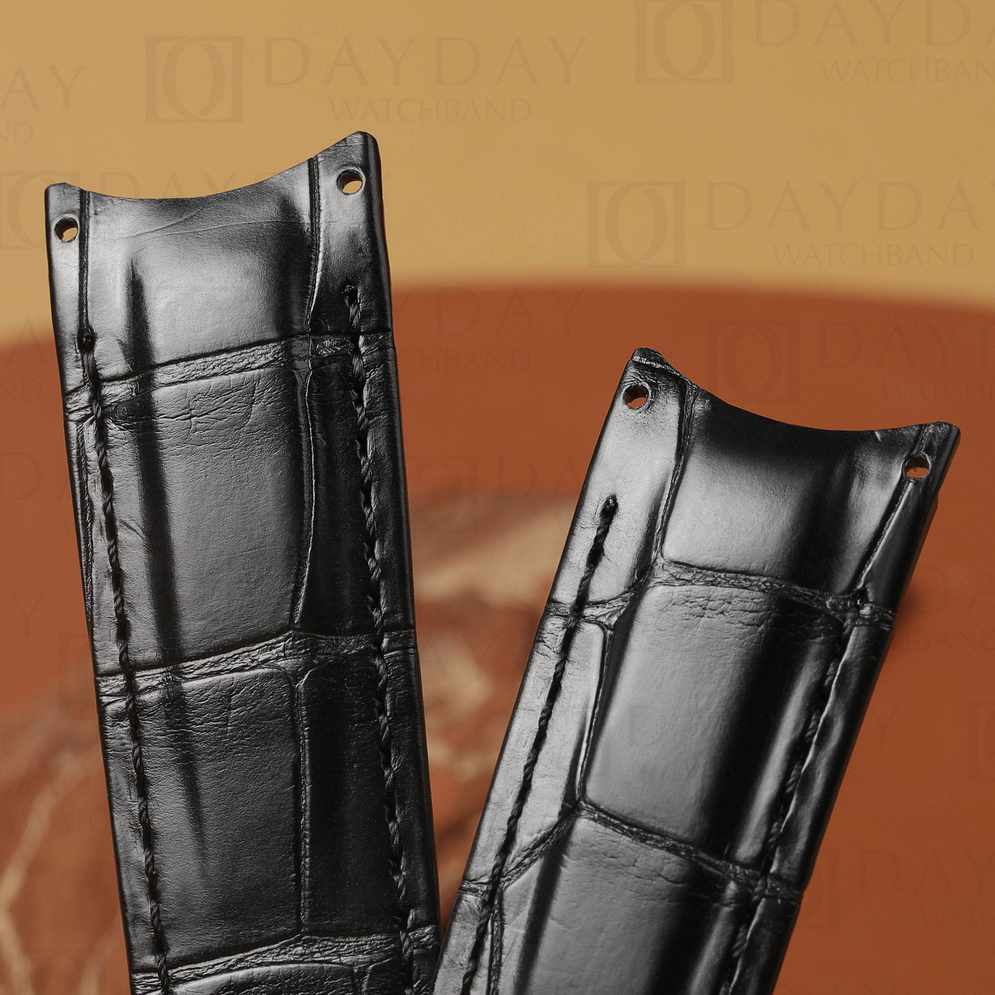 Bespoke Alligator Leather Band for Rolex Daytona (Multiple Colors) 7 Custom-Genuine-leather-strap-for-Rolex-watch-American-alligator-belly-cut-texture.