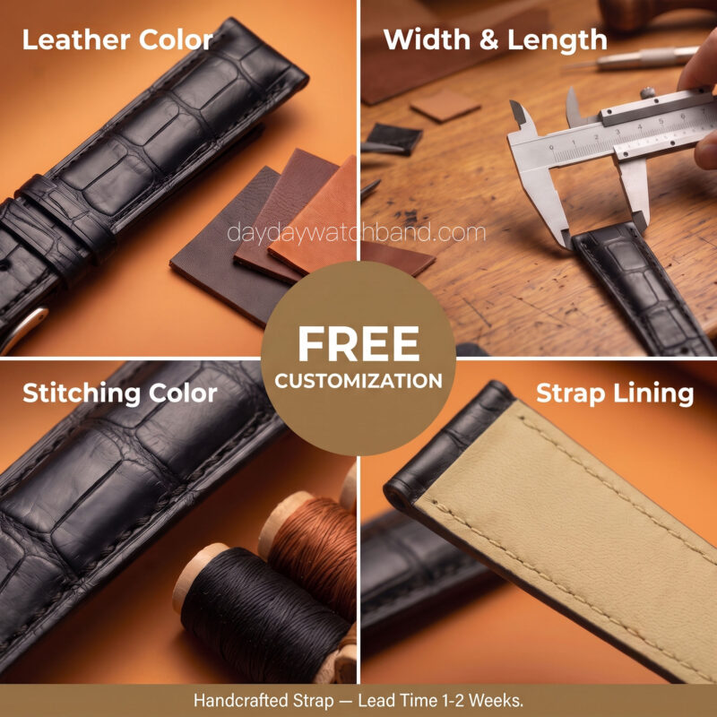 Handmade-bespoke-watch-straps-Free-customization-options-for-color-size-stitching-and-lining