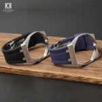 Strap-for-Swatch-Audemars-Piguet-316L-Stainless-Steel-Case-Silicone-Band-Mod-Kit-black-blue-with-butterfly-clasp