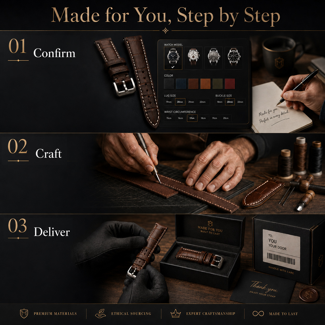 Bespoke Alligator Leather Band for Rolex Daytona (Multiple Colors) 12 bespoke-watch-straps-step-by-step-daydaywatchband