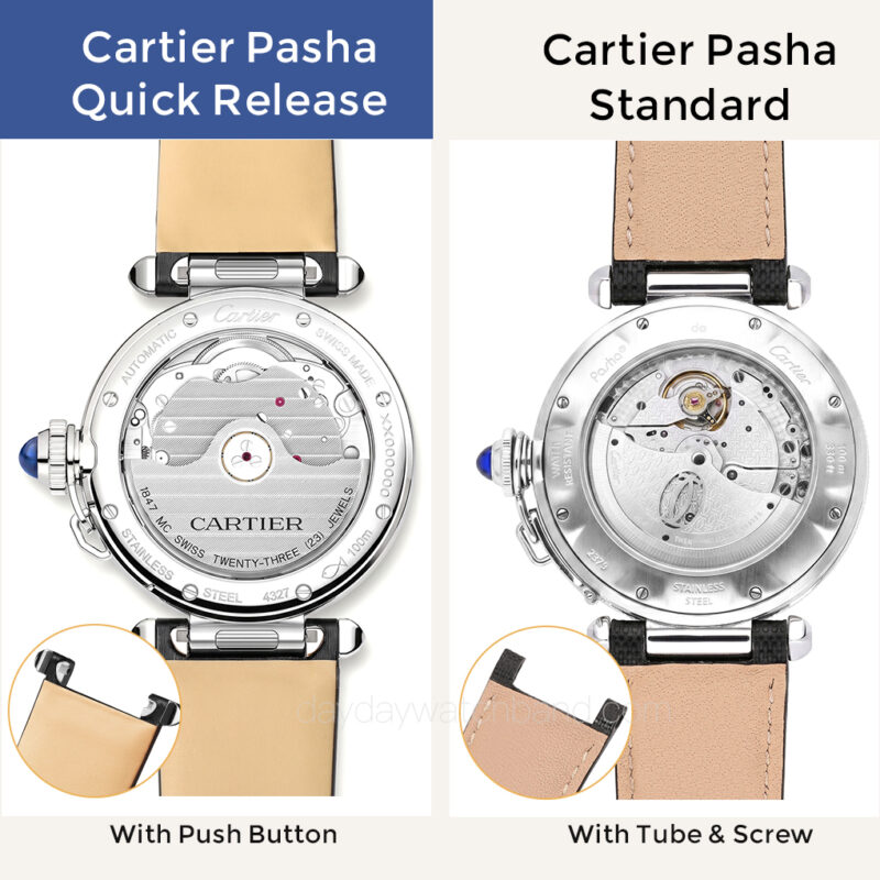 Cartier Pasha watch strap with Quick Release VS Cartier Pasha Standard