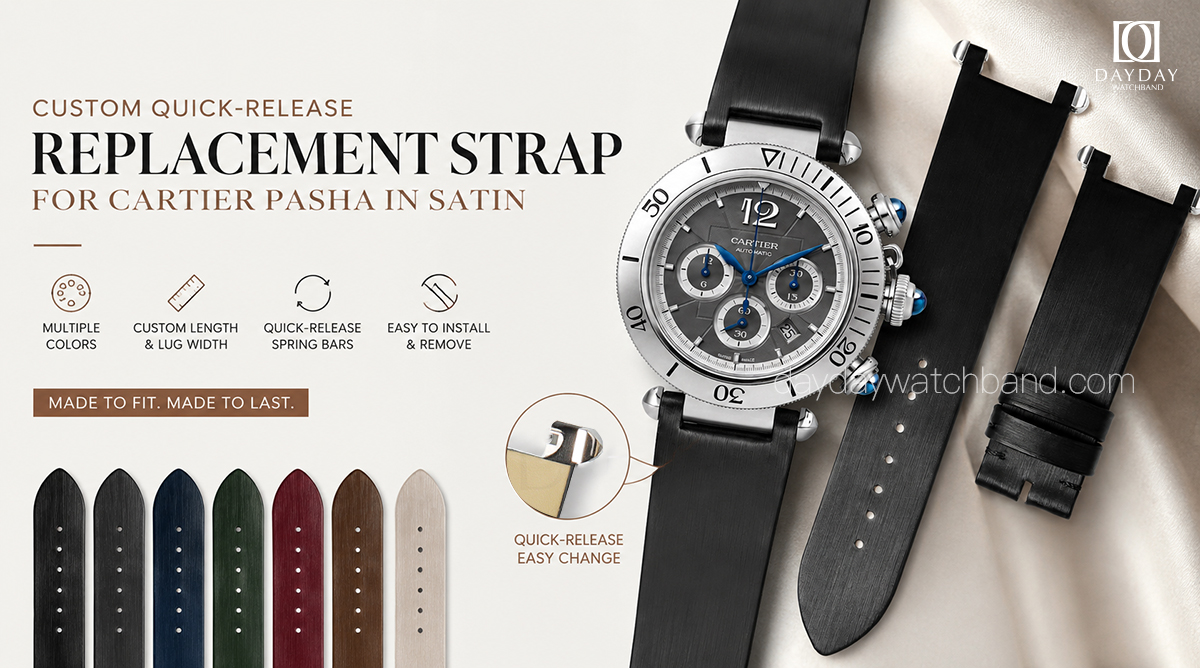 Custom-Quick-Release-Replacement-Strap-for-Cartier-Pasha-in-Satin