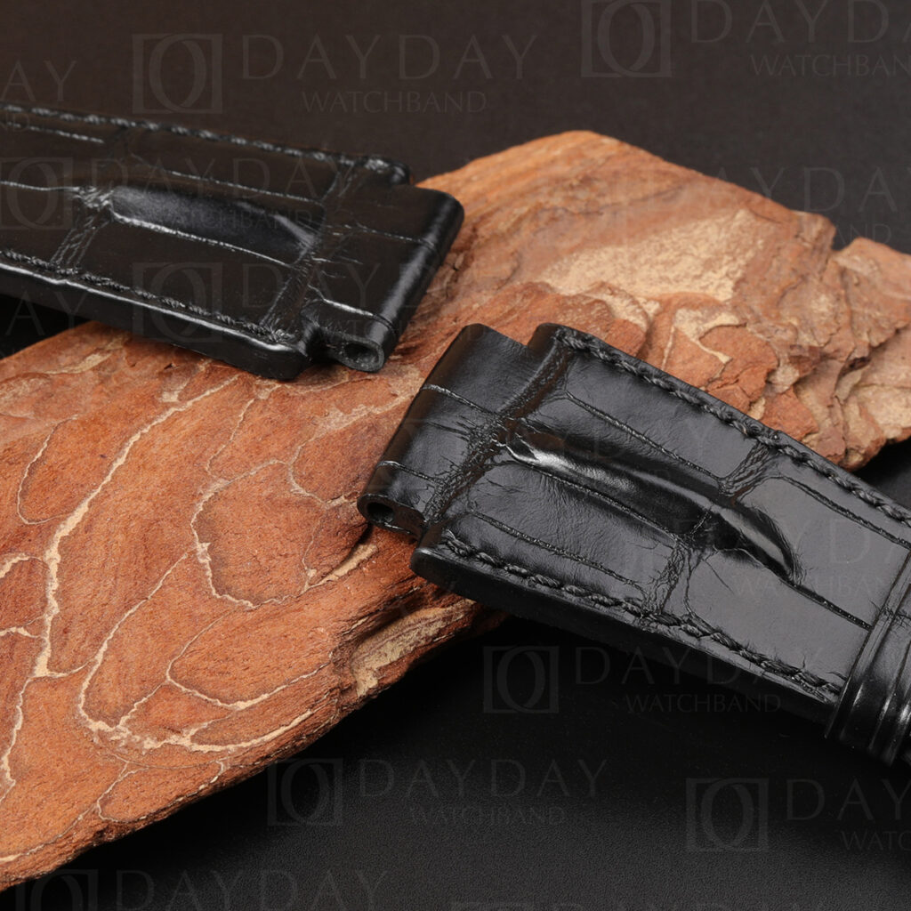 Custom handmade black crocodile strap for ap royal oak offshore 26158or oo a801cr 01