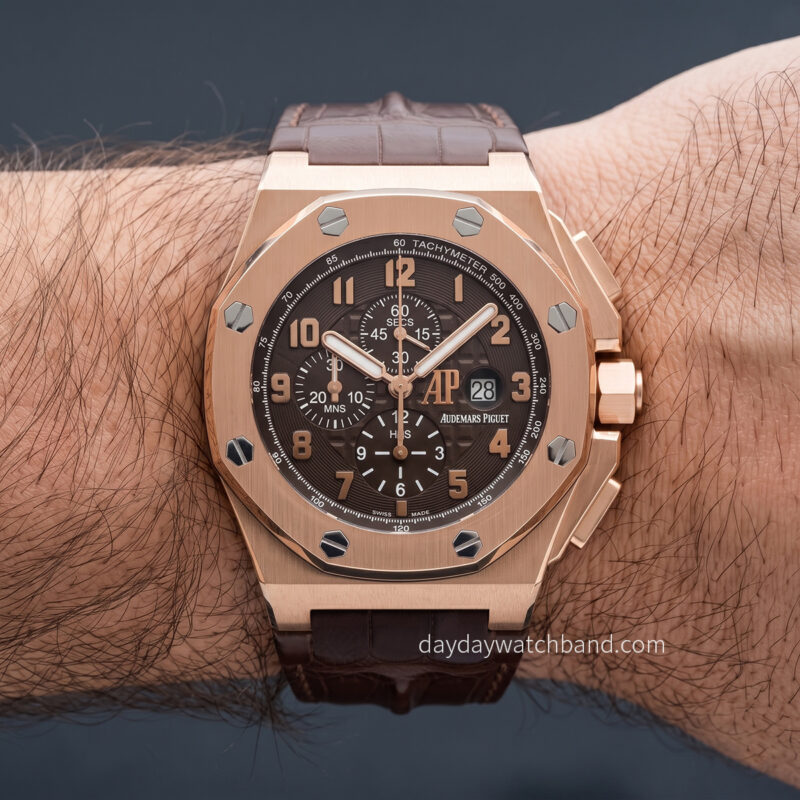Custom handmade replacement strap for Audemars Piguet Royal Oak Offshore Arnold's All-Stars on wrist