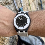 Handmade-custom-Audemars-Piguet-Swatch-strap-on-wrist