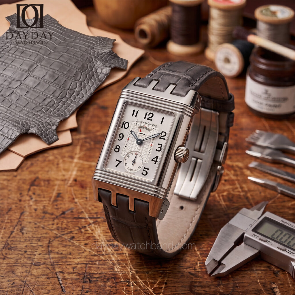 Handmade custom alligator watch strap for jlc reverso watch