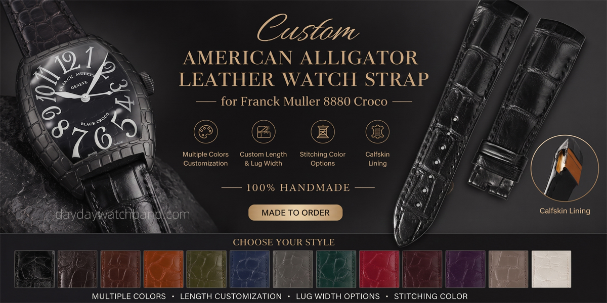 Custom American Alligator Strap for Franck Muller 8880 Croco (Multiple Colors) 8 Personalized Watch Band Replacement For Franck Muller