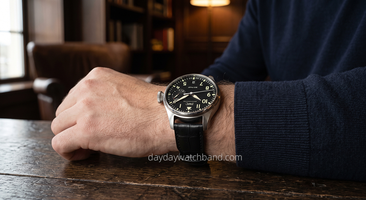 Custom Alligator Leather Strap for IWC Big Pilot with Quick-Release (Multicolor) 5 custom alligator leather strap for iwc big pilot with quick release system on wrist