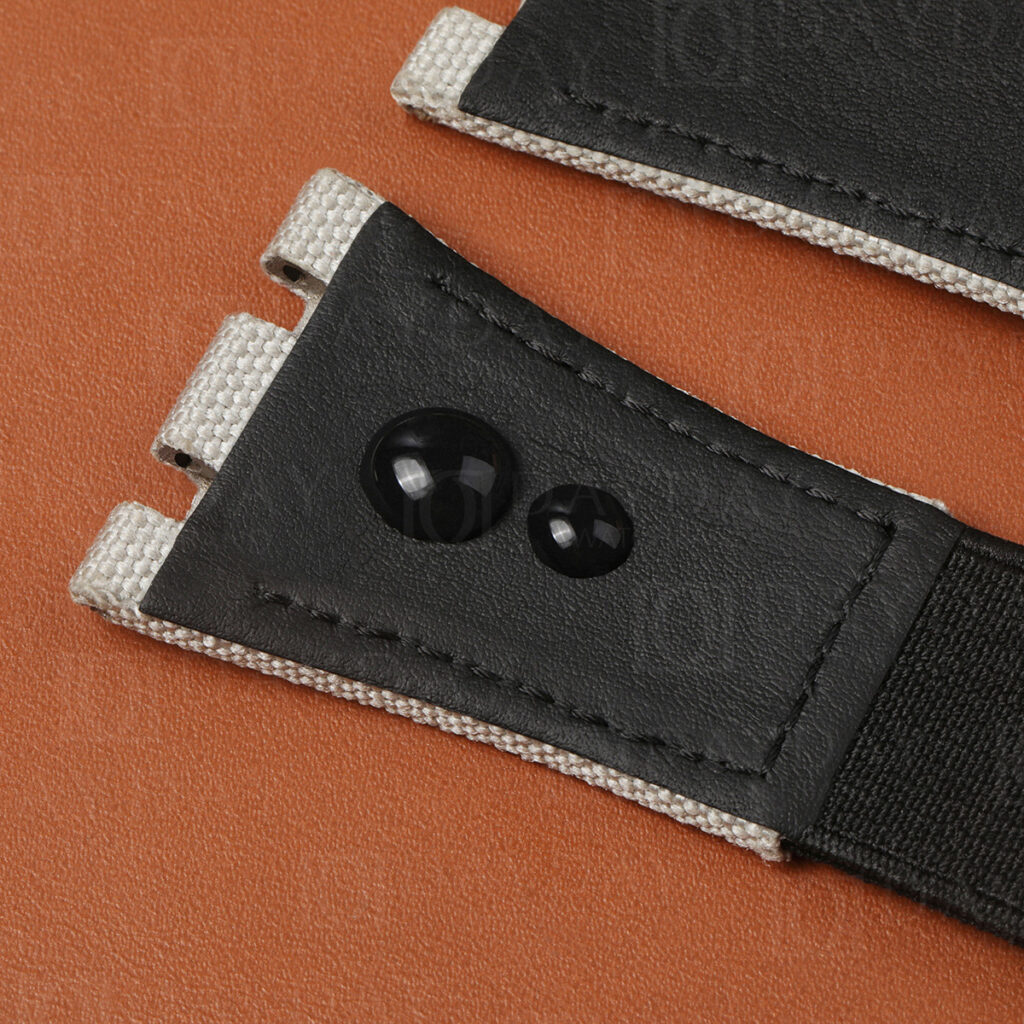 Custom Canvas Hook & Loop Strap for Swatch Royal Pop (Multiple Colors) 17 custom-velcro-canvas-strap-for-Royal-Pop-is-backed-with-soft-Italian-calfskin