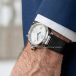 personalized Black Satin cartier pasha replacement strap on wrist