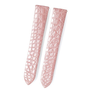 Alligator round-scale leather strap for Cartier Tank & Ronde Solo double-folded – Pink 17.5mm