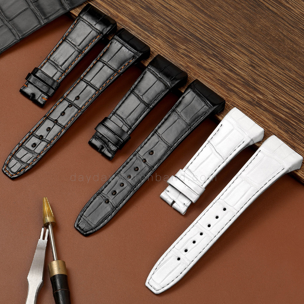 Custom alligator leather watch strap for Franck Muller Vanguard