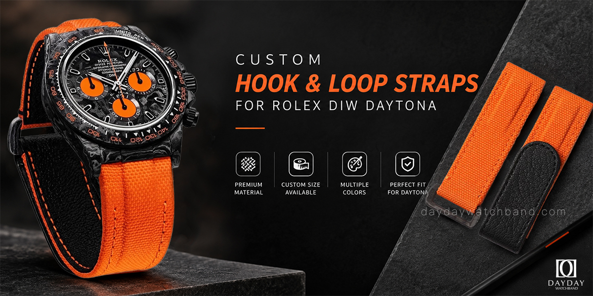 Custom canvas velcro watch strap for Rolex Omega Blancpain and more watches (Multiple Colors) 11 Custom canvas velcro orange strap for rolex daytona diw