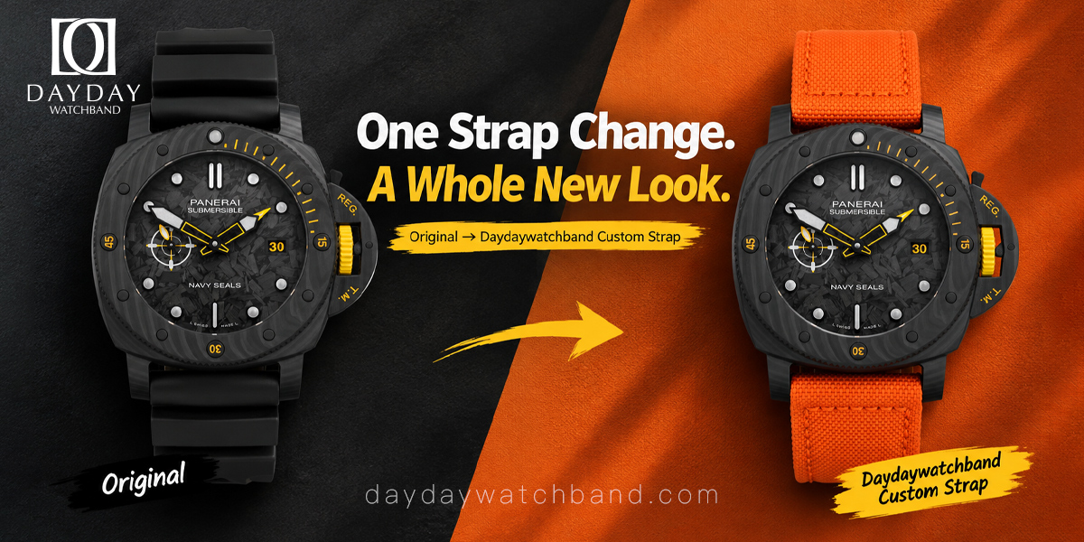 Custom Hook-and-Loop Nylon Strap for Panerai 22mm 24mm 26mm (Multiple Colors) 11 Custom orange strap for Panerai Submersible Navy Seals