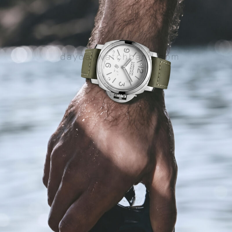 Custom Panerai Green Canvas Strap on Wrist