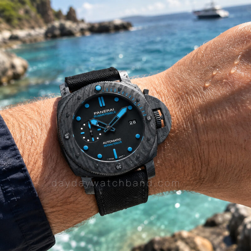 panerai submersible 42mm straps on wrist