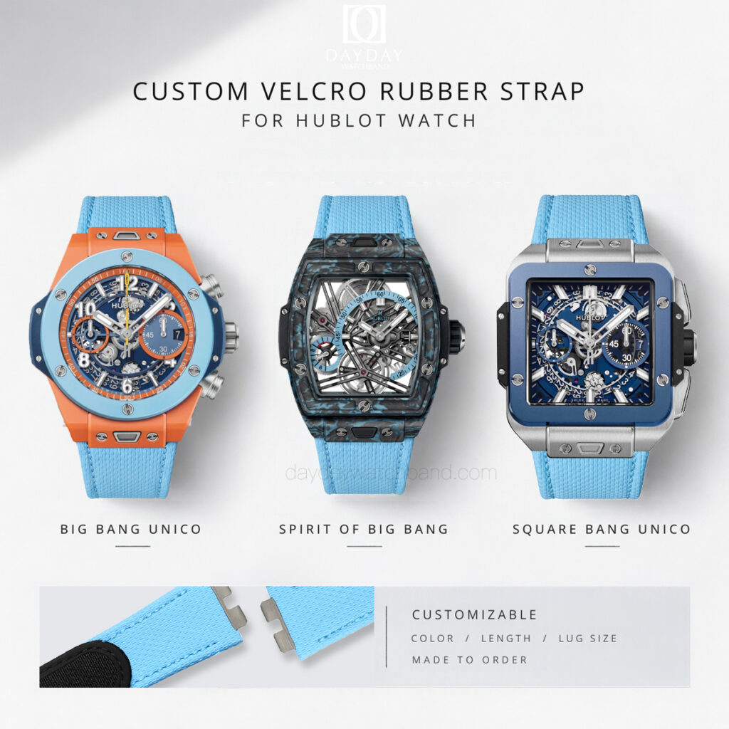 Bespoke handmade Velcro Rubber One-Click Strap for Hublot Watch