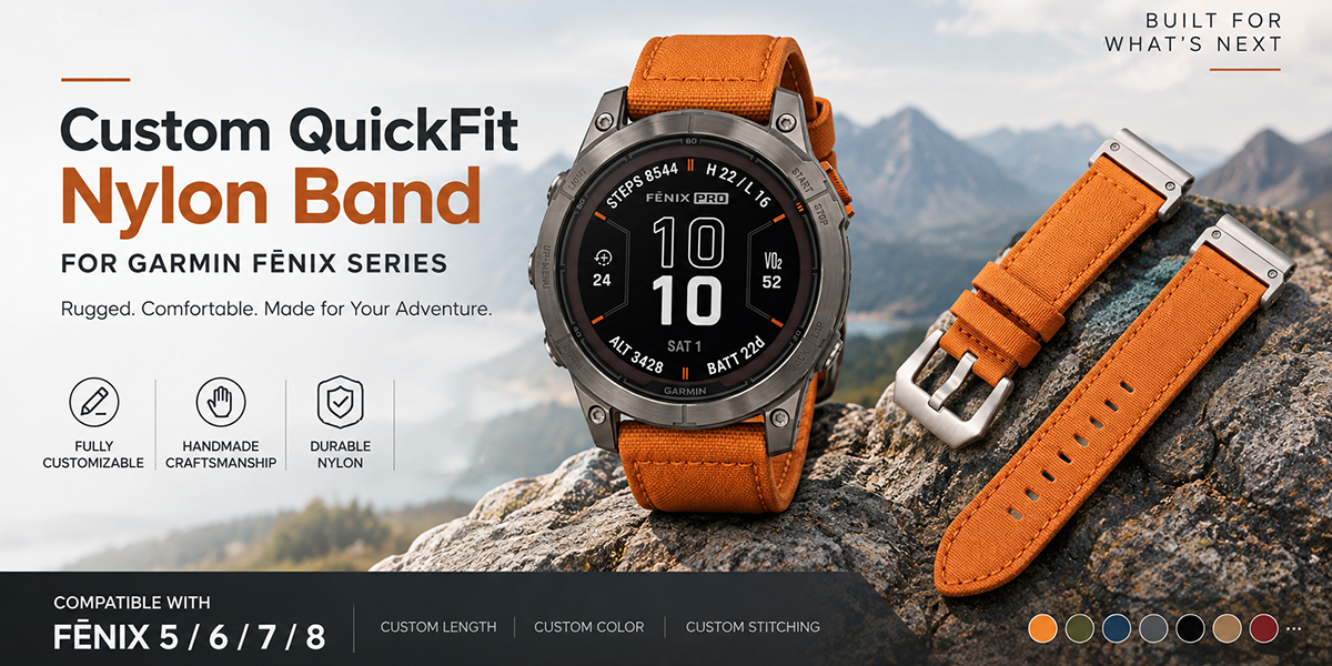Custom QuickFit Canvas Strap for Garmin Fenix