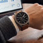 Custom brown leather strap for Garmin Fenix on wrist