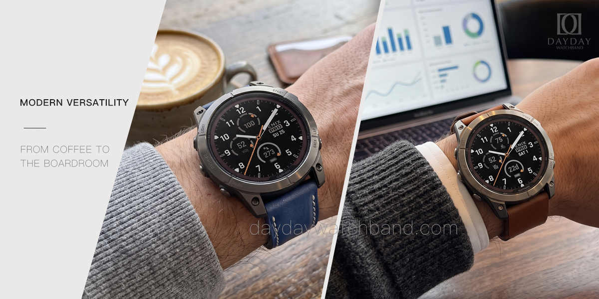 Custom handmade Garmin quickfit band on wrist