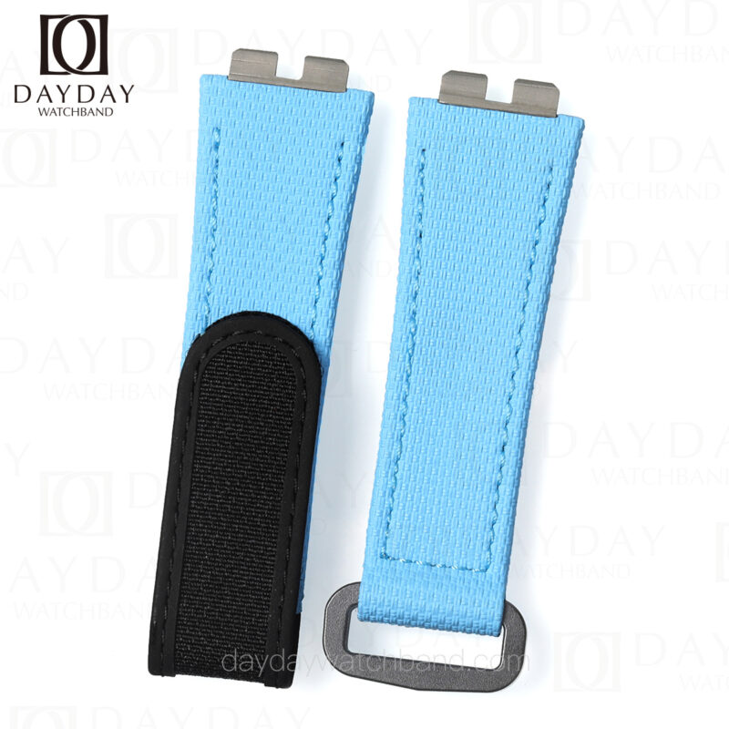 Custom handmade ice blue velcro Hublot watch band replacement