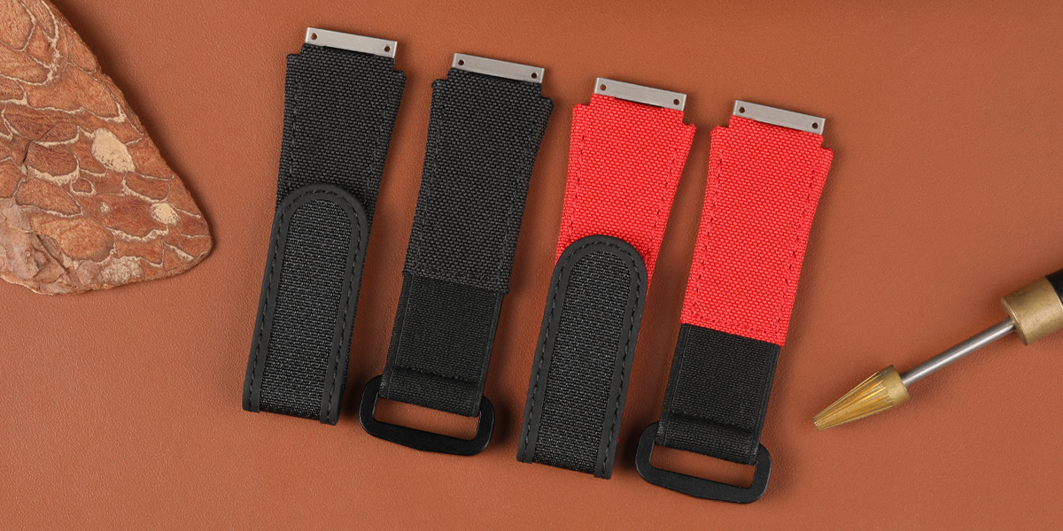 daydaywatchband custom black red canvas nylon velcro watch straps bands replacement Perfect fit Richard Mille 035 011 067